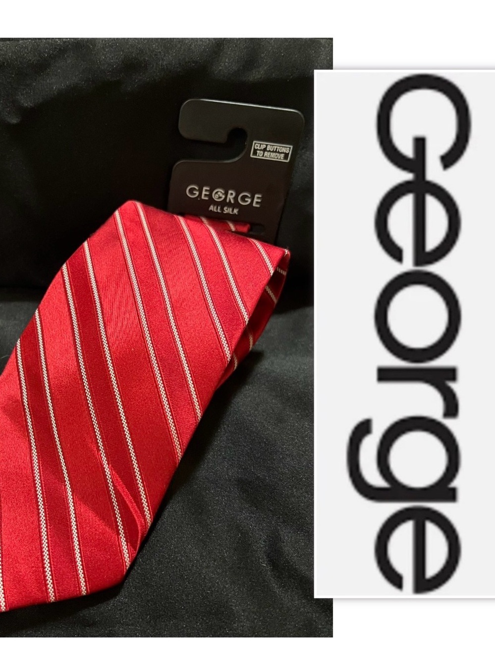 George Red Striped Silk Necktie